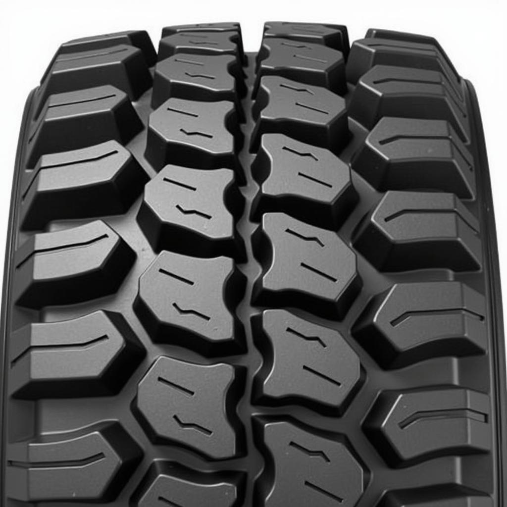 205 70 R15 All Terrain Reifenprofil: Nahaufnahme des aggressiven Profils eines All-Terrain-Reifens