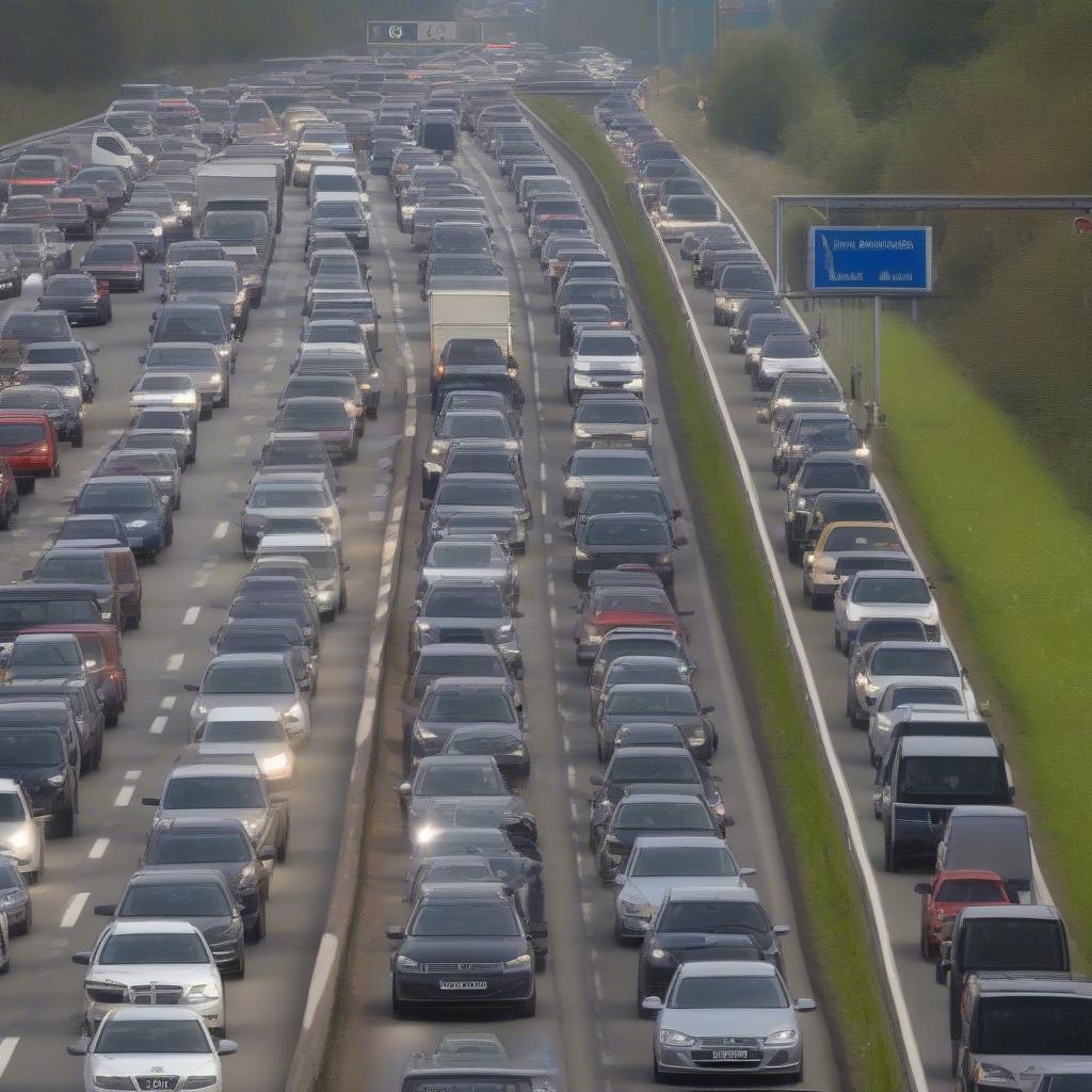 Stau auf der A43 aufgrund hohen Verkehrsaufkommens