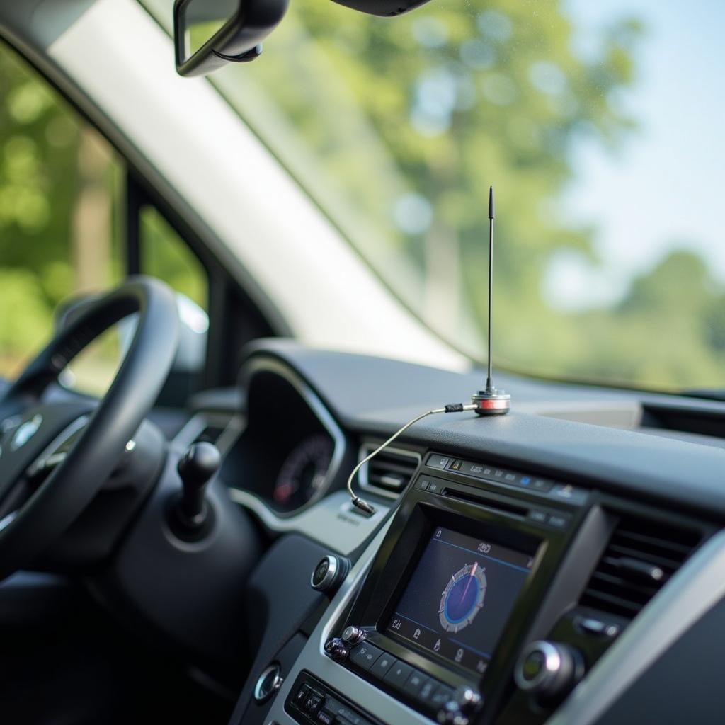 Aktive DAB+ Scheibenantenne im Auto.