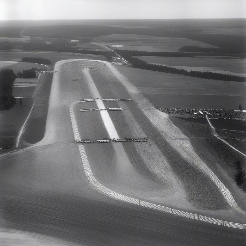 Anfänge des alten Hockenheimrings: Eine historische Aufnahme der Strecke in den 1930er Jahren.