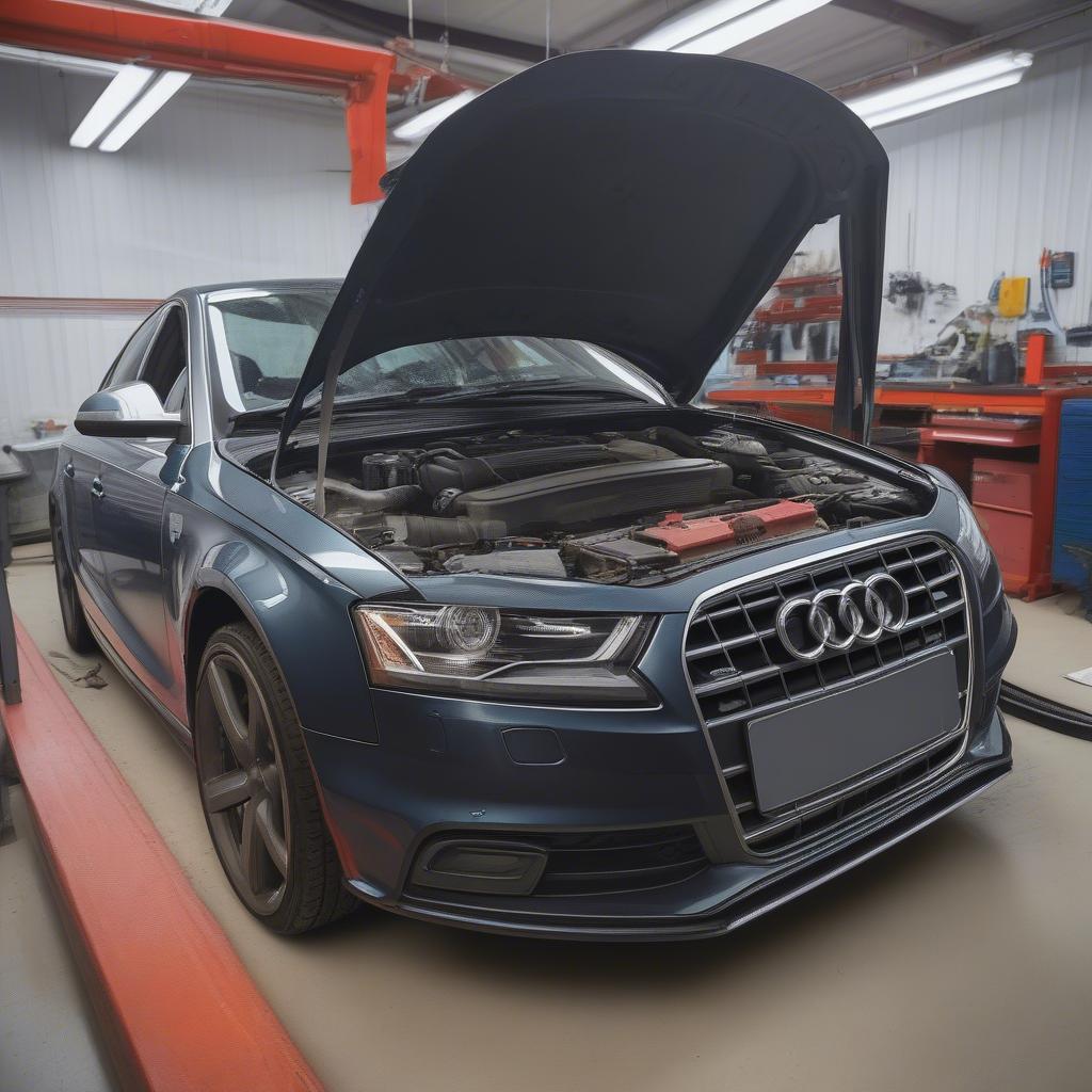 Reparatur eines Audi S4 B8 in einer Werkstatt