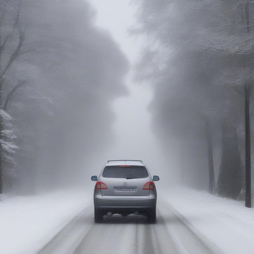 Auto fährt 40 km/h im Schnee