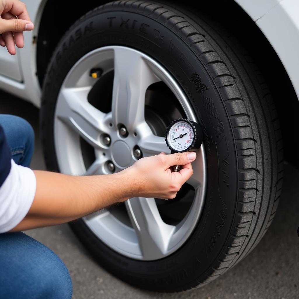 Reifendruck am Auto prüfen