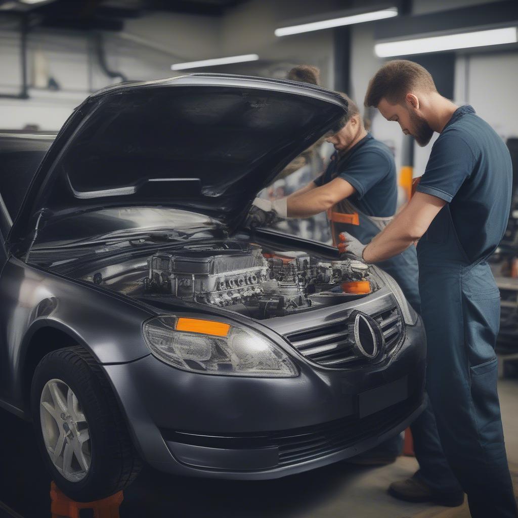 Kompetente Mechaniker im Autohaus