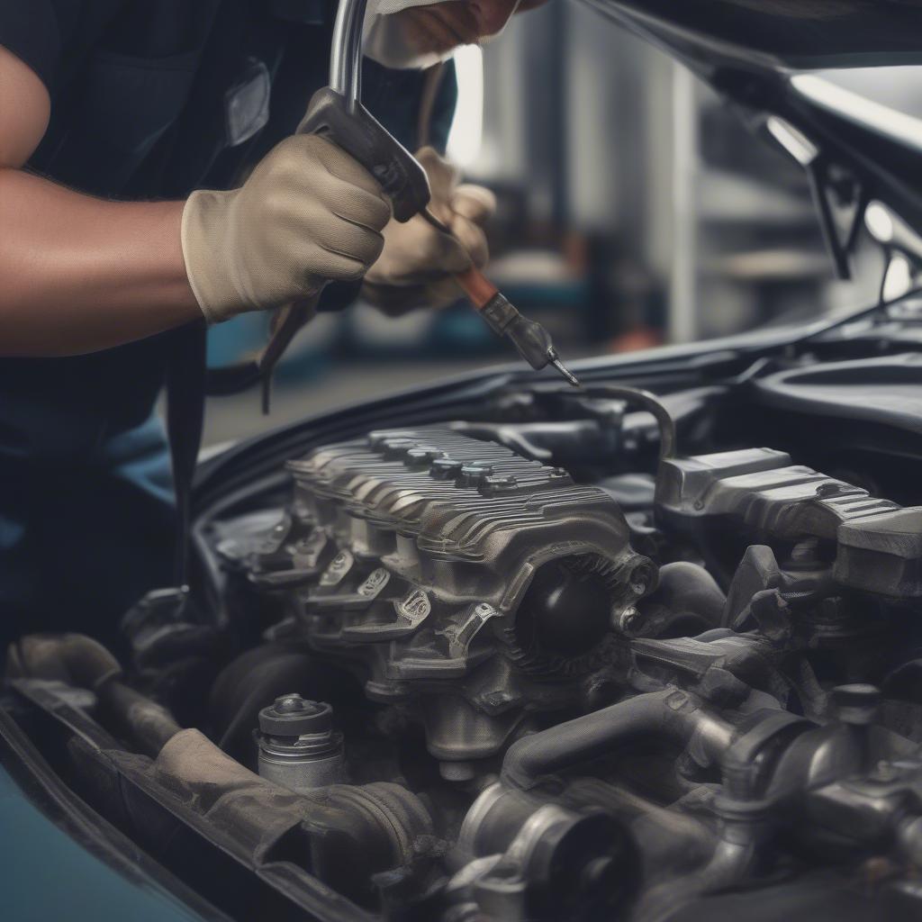 Mechaniker bei der Arbeit im Autohaus Krüll Altona