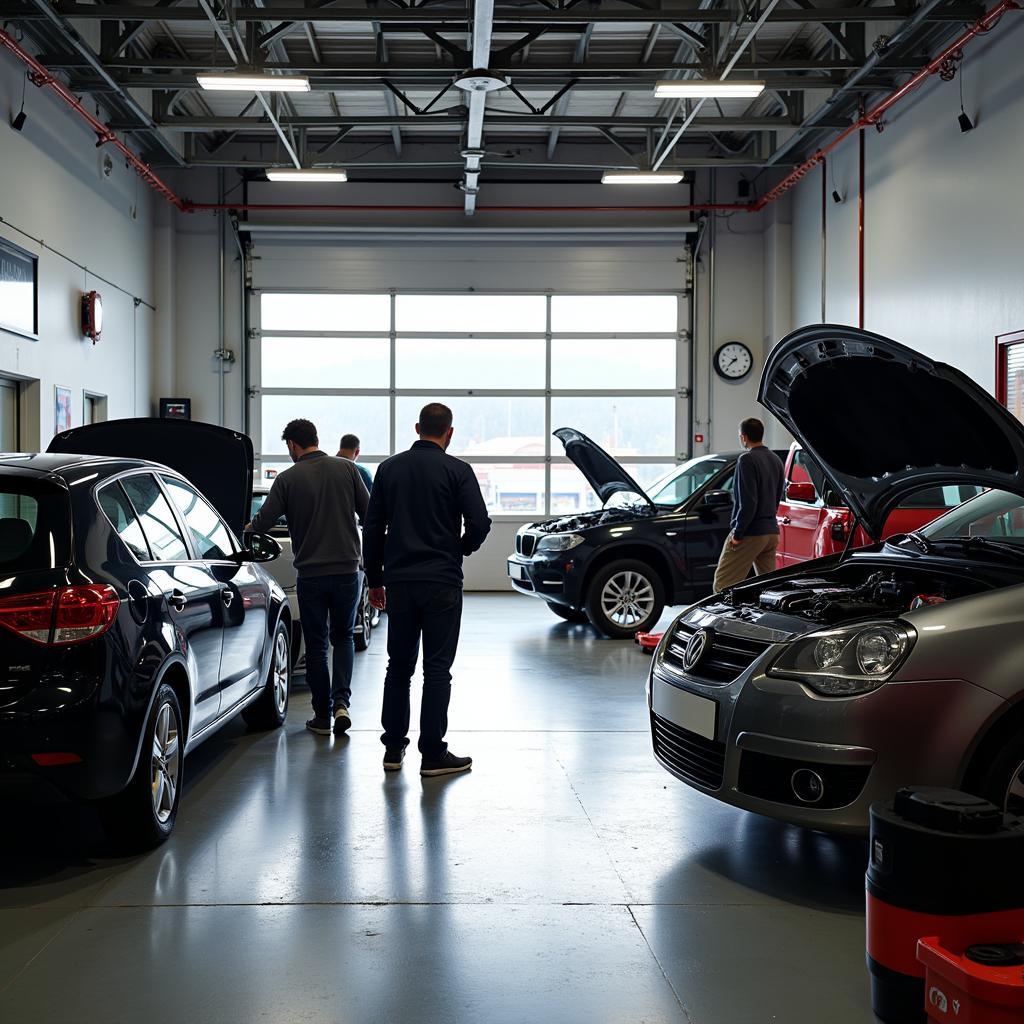 Autoreparatur in einer modernen Werkstatt in Herbishofen