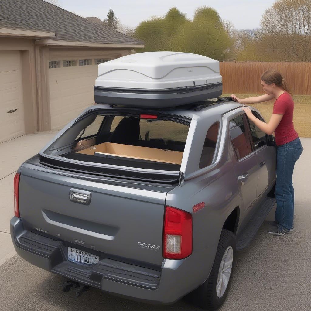 Dachbox mit schweren Gegenständen beladen