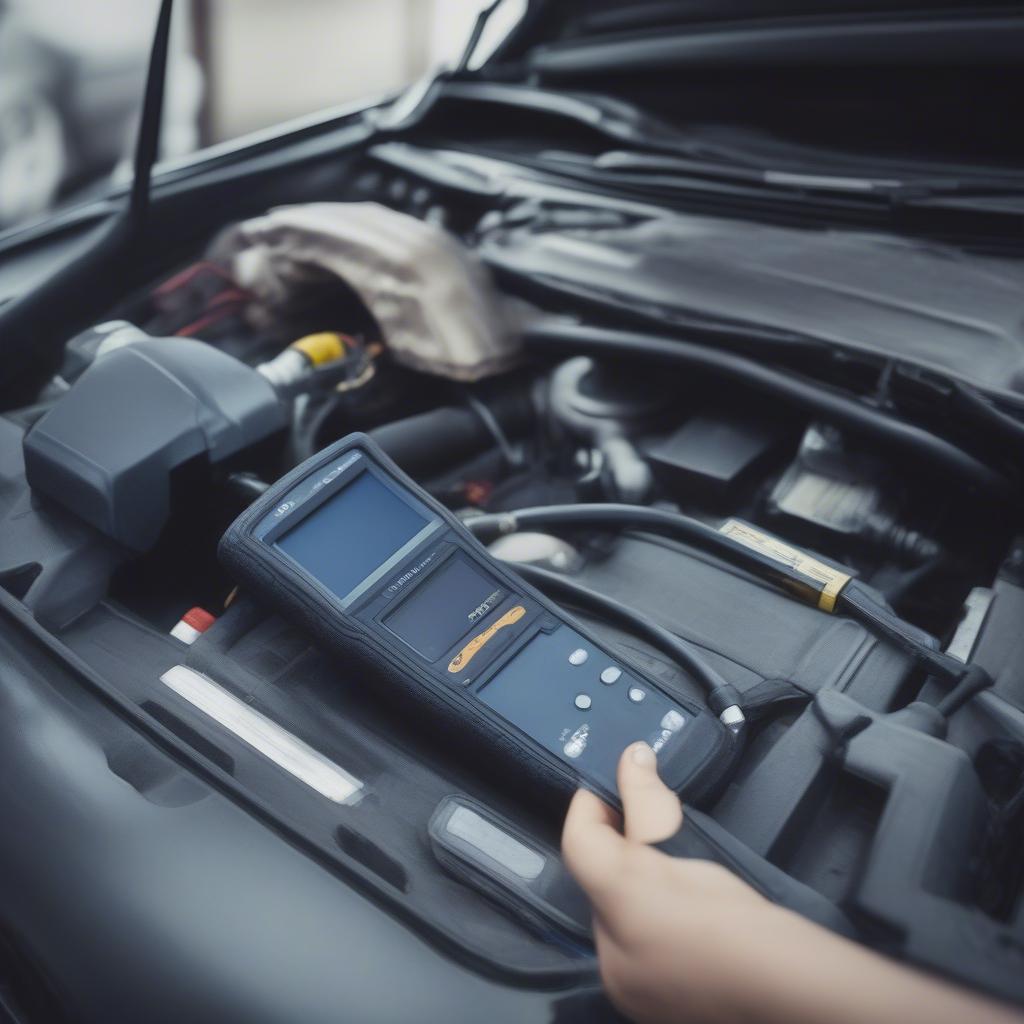 Modernste Diagnosegeräte in der Kfz-Werkstatt der United Services Automobile Association Frankfurt