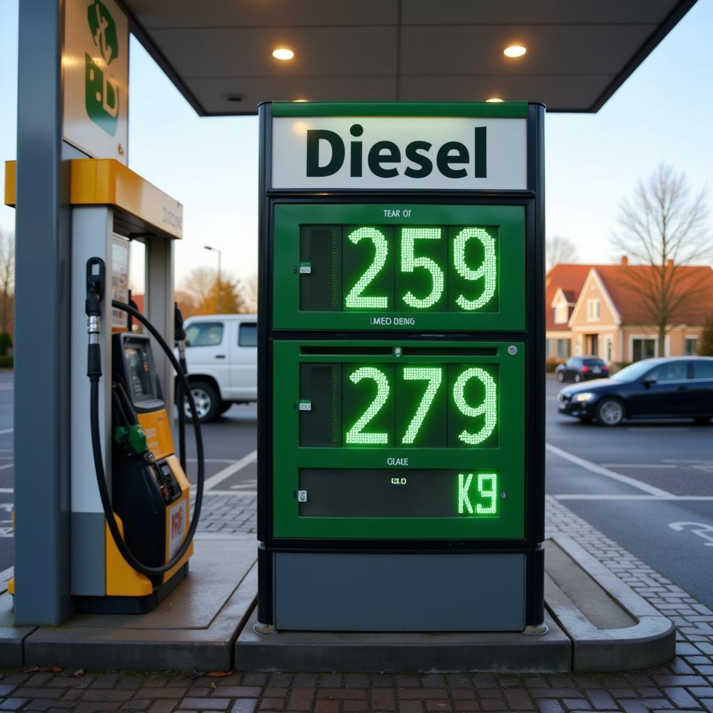 Dieselpreis an einer Tankstelle in Holland