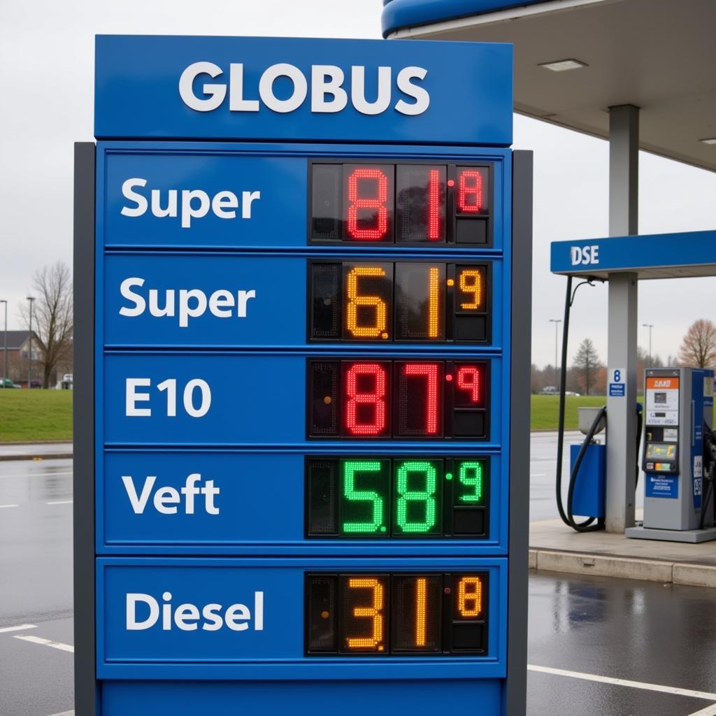 Aktuelle Benzinpreise an der Globus Tankstelle Fulda