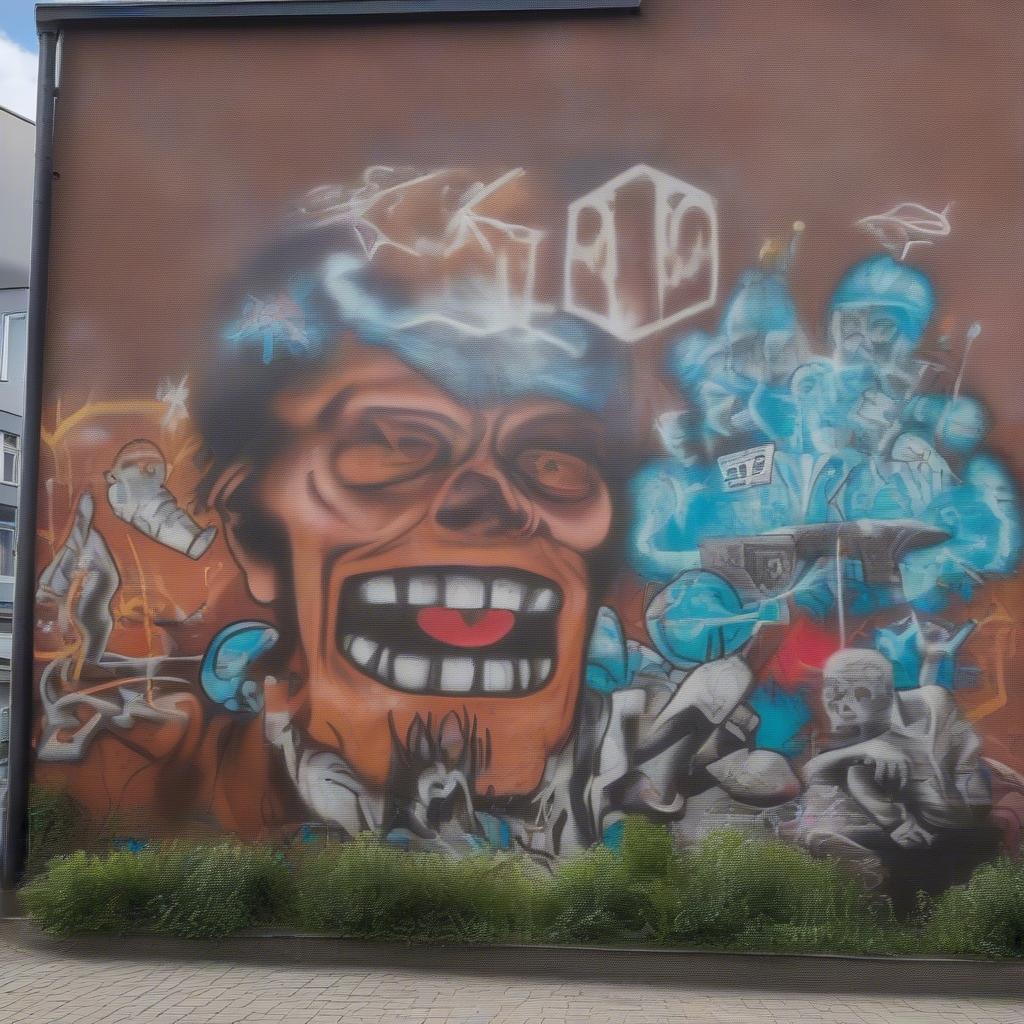 Graffiti mit Gzuz und St. Pauli Motiven im Kiez