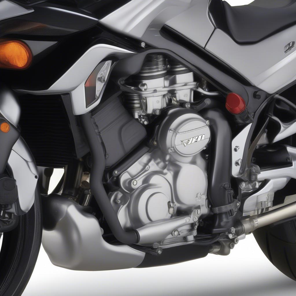 Detailansicht des V4-Motors der Honda VFR750F.