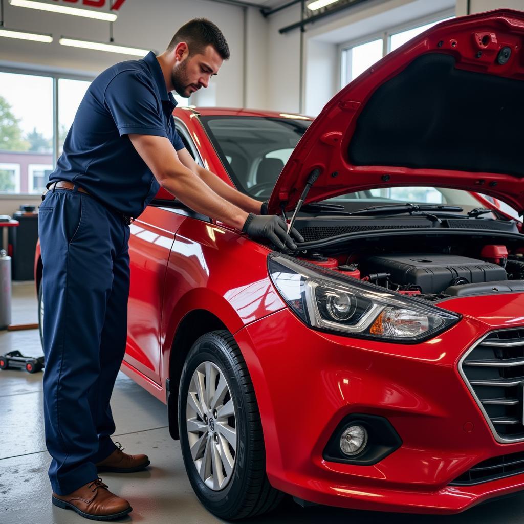 Professionelle Wartung und Pflege für den Hyundai i20 in Rot