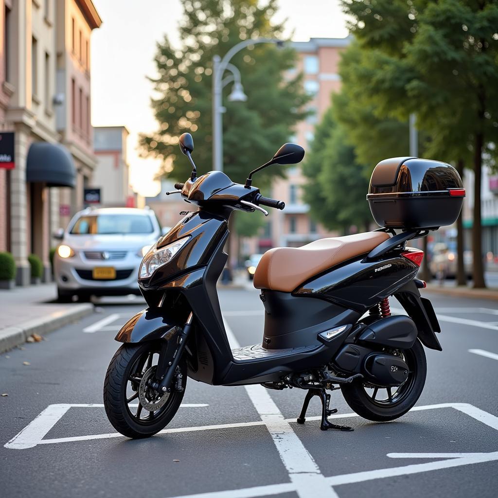 Kabinenroller Benzin 125ccm beim Parken in der Stadt