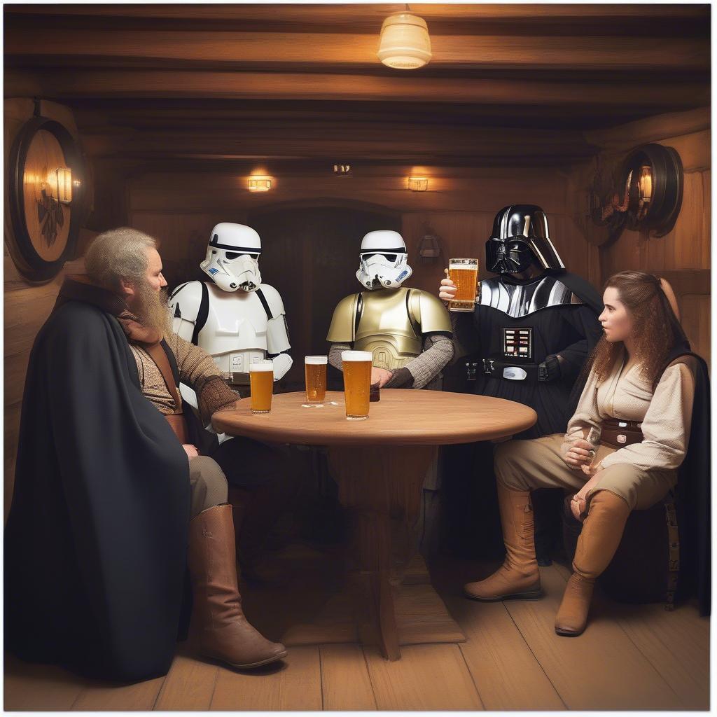 Star Wars Fans genießen Kölsch im Brauhaus