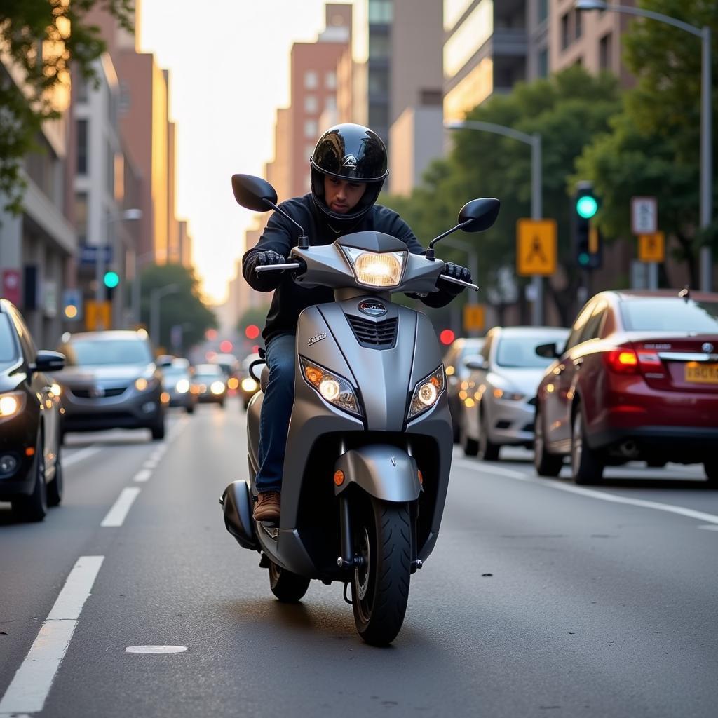 Kymco Downtown 125 im Stadtverkehr