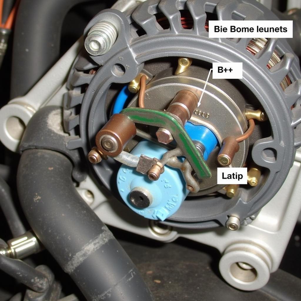 Die Anschlüsse B+, D+ und W an einer Lichtmaschine