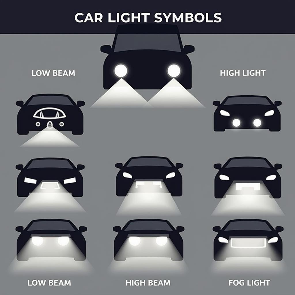 Auto Lichtsymbole: Abblendlicht, Fernlicht, Nebelscheinwerfer