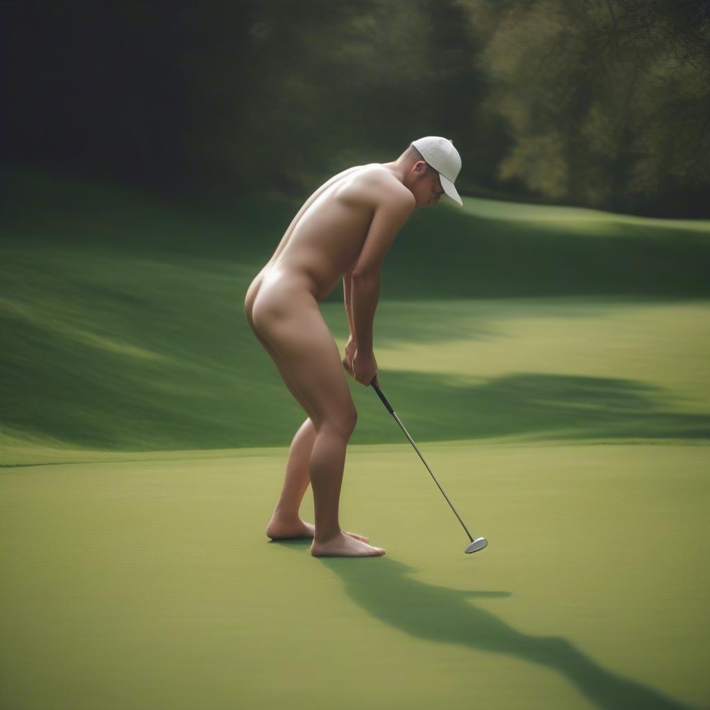 Nackt Golfer auf dem Green