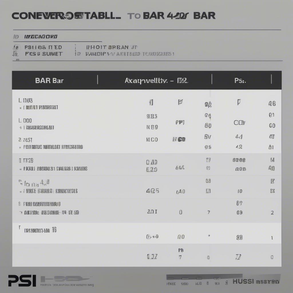 Umrechnungstabelle von PSI zu Bar