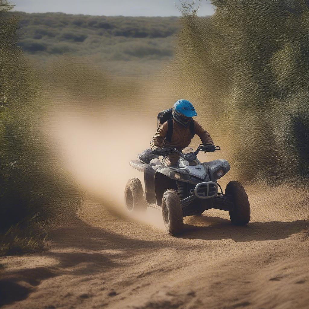 Fahren eines Quad Groß im Gelände