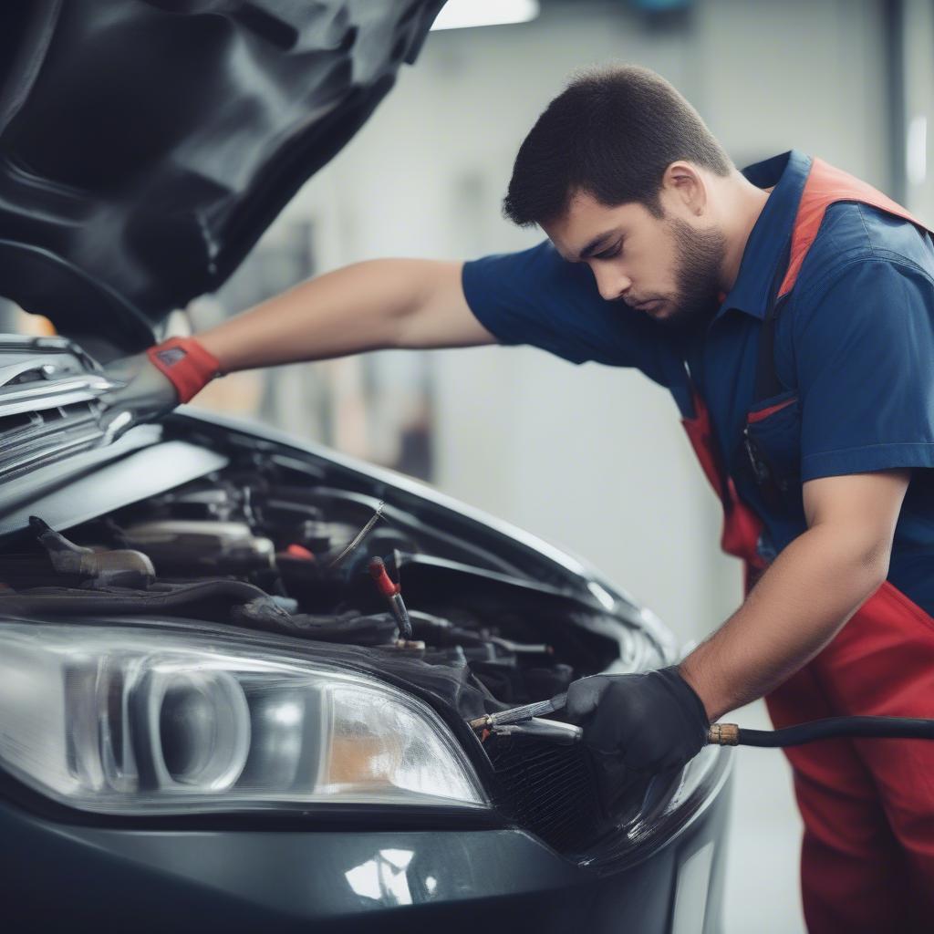 Qualifizierter Mechaniker führt Bservice durch