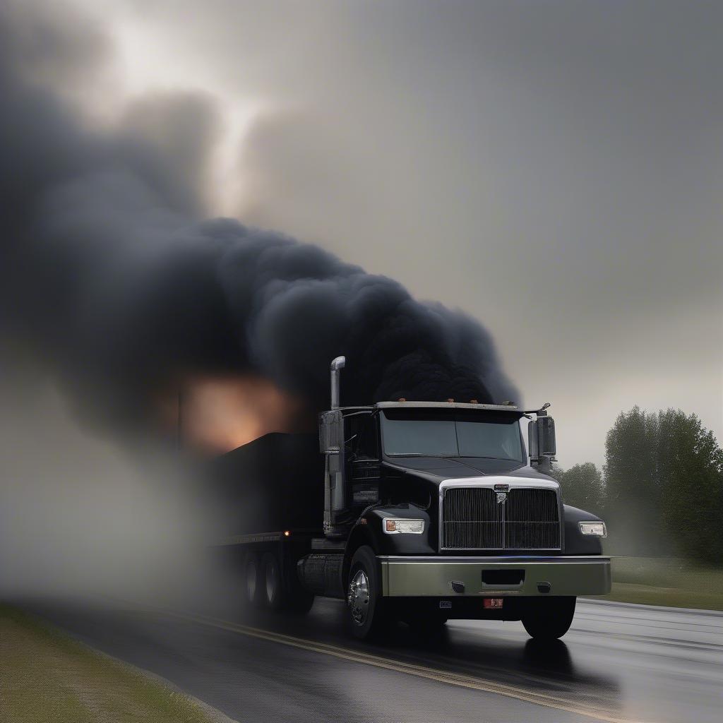 Schwarzer Rauch aus dem Auspuff eines Diesel-LKW