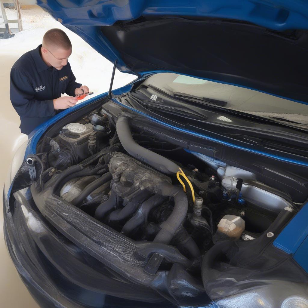 Schläuche und Verbindungen im Motorraum überprüfen