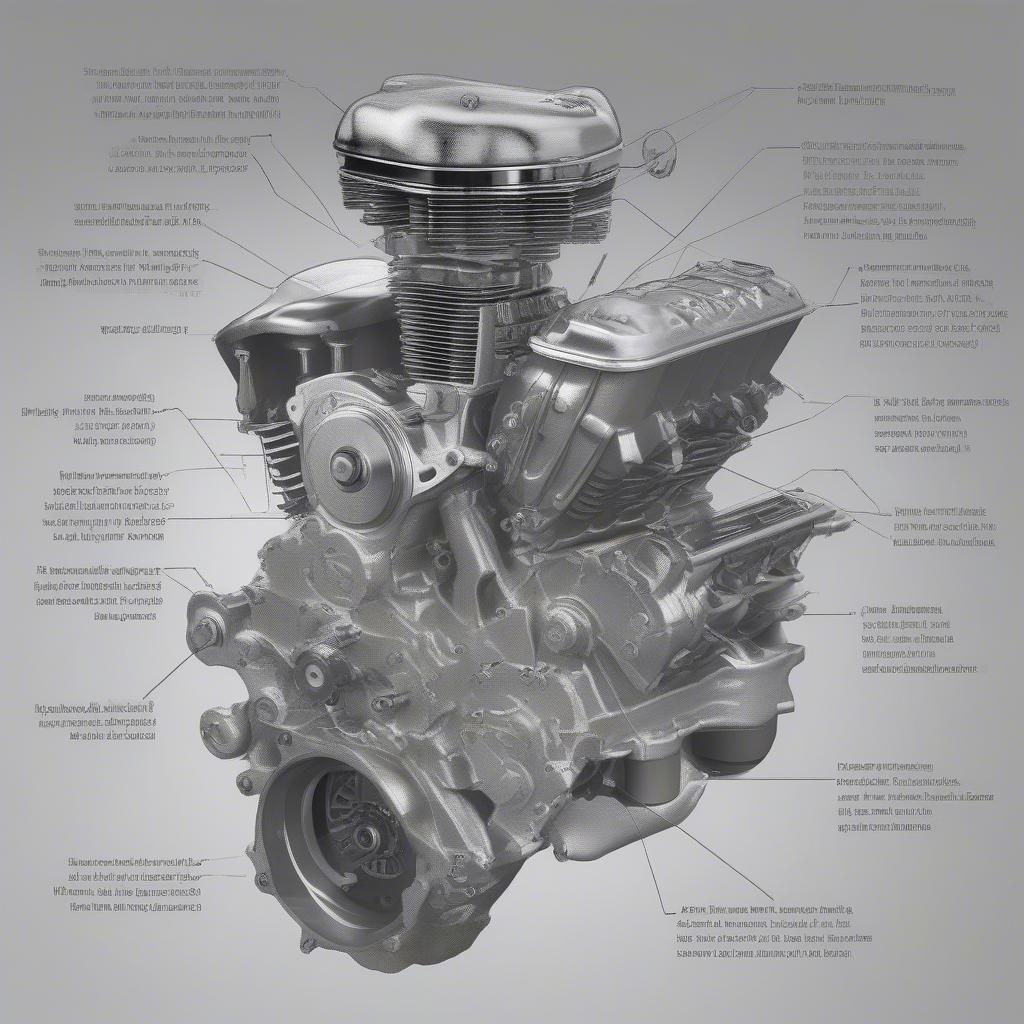 Explosionszeichnung eines Shovelhead Motors