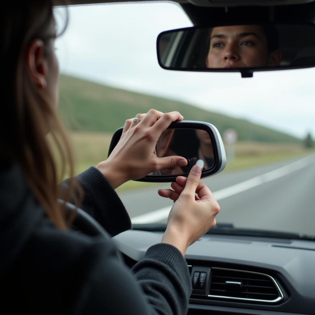 Einstellung des Spiegels am Auto