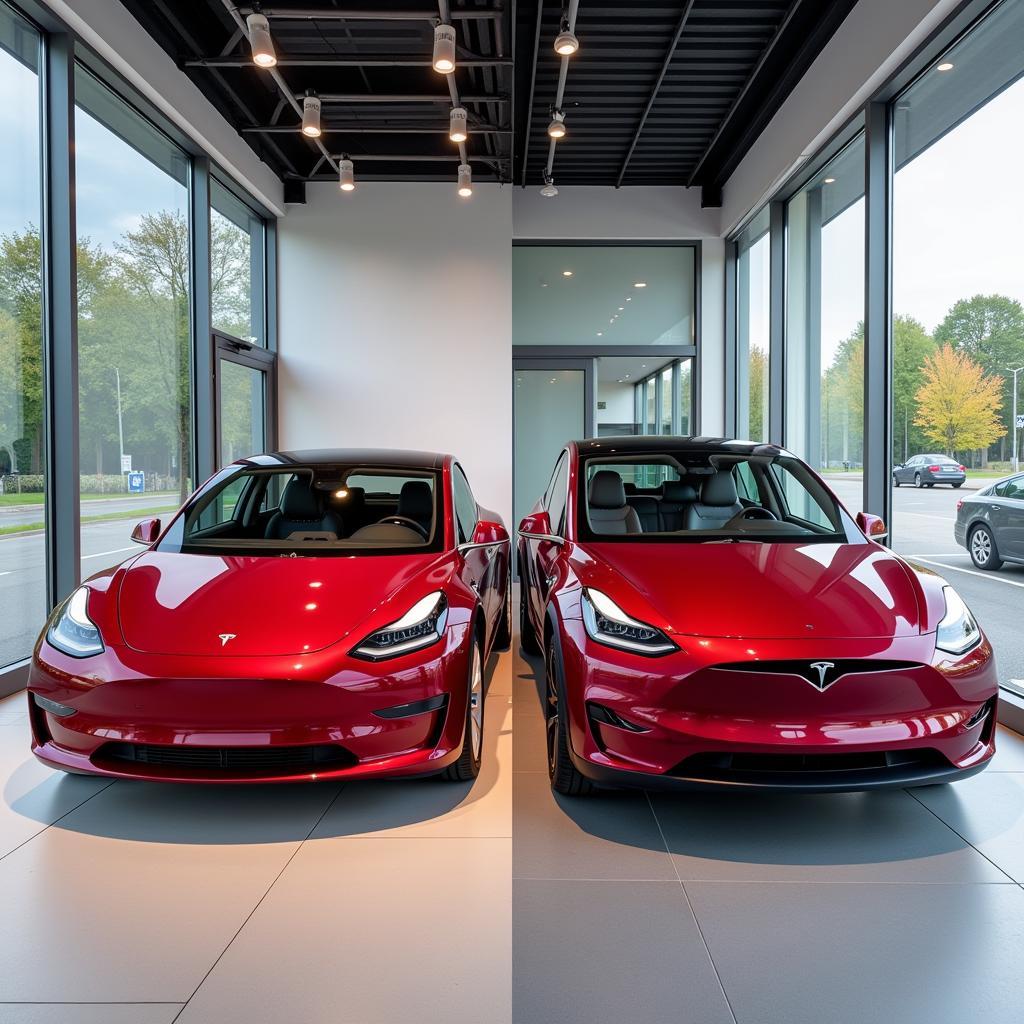 Tesla Model Y und Model 3 im Tesla Center Köln Mülheim