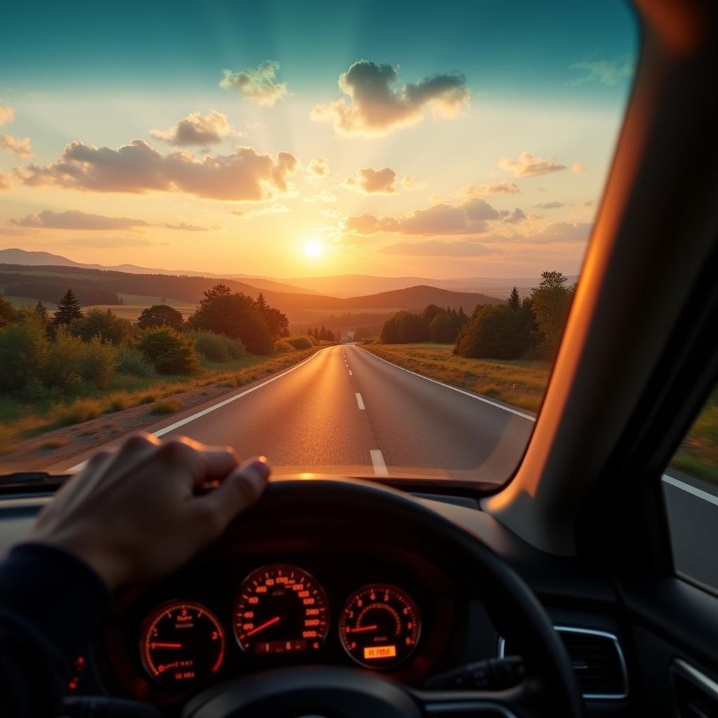 Auto fährt auf der Autobahn bei einer Überlandfahrt