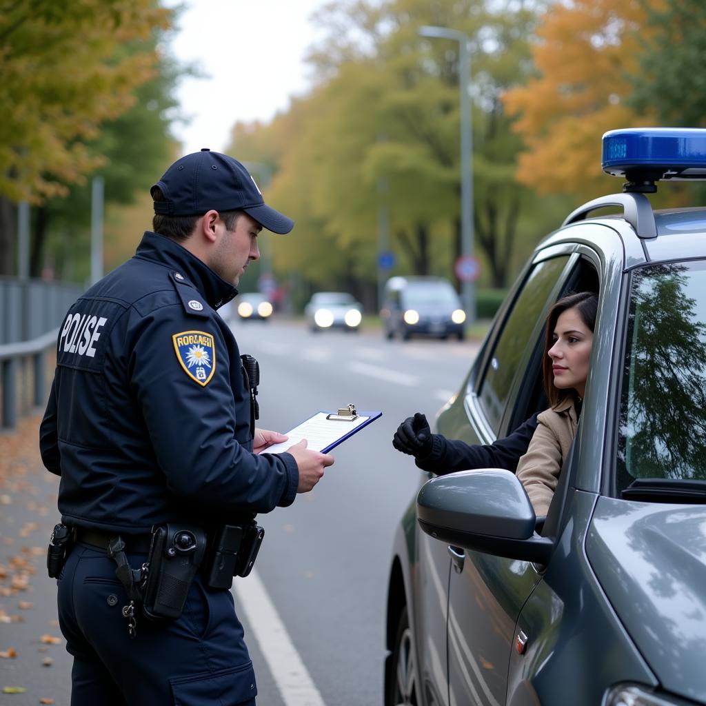 Polizei kontrolliert Auto in Essen