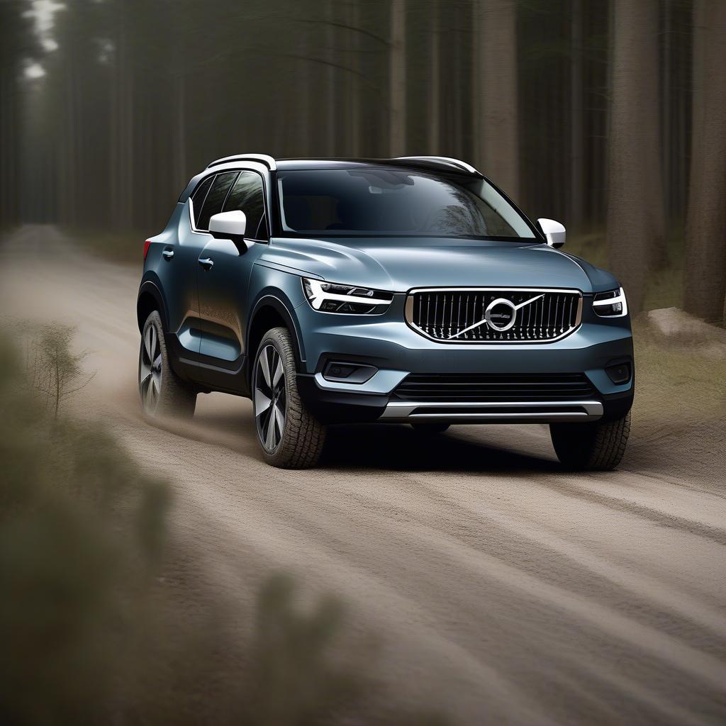 Volvo XC40 Allrad fährt auf einer Schotterstraße