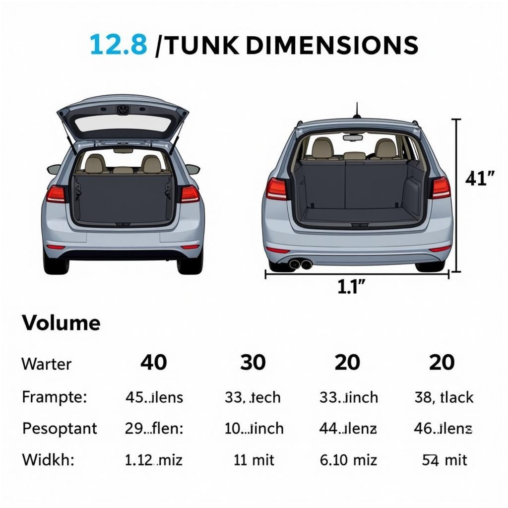 VW Golf 8 Variant Kofferraum Maße im Vergleich: Eine grafische Darstellung, die die Kofferraummaße des VW Golf 8 Variant mit denen anderer Kombis in seiner Klasse vergleicht.