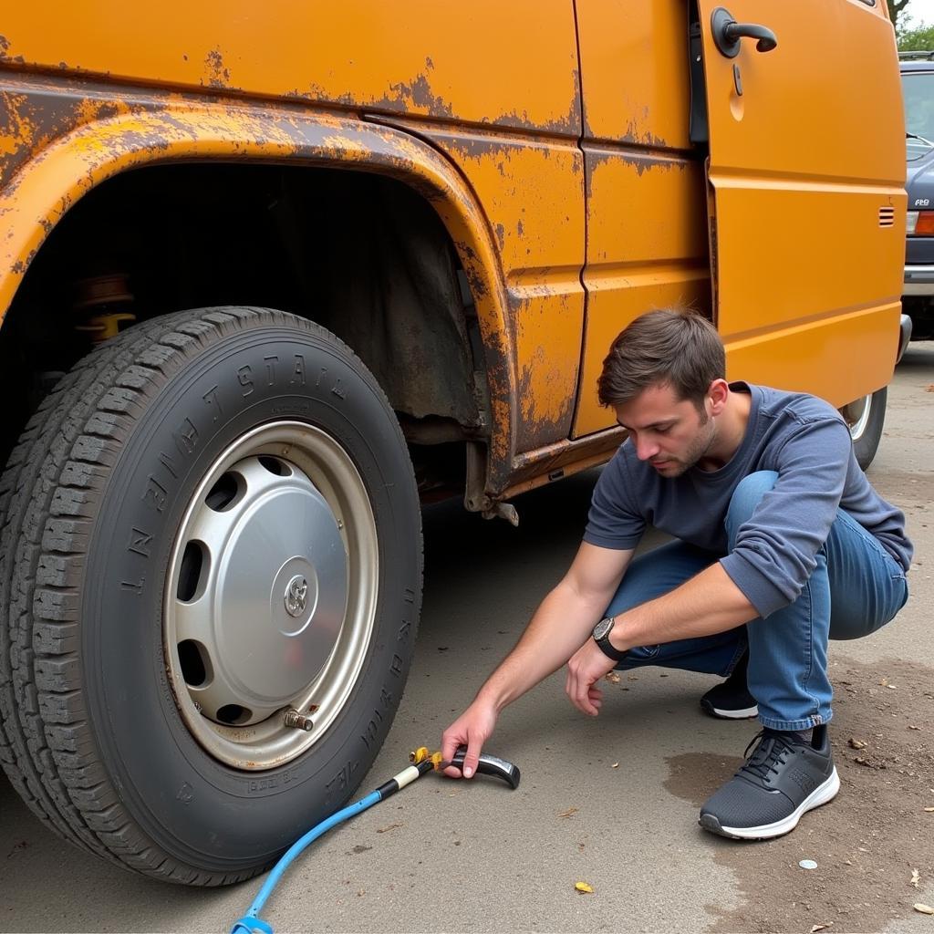 Rostkontrolle am VW T4 Bus