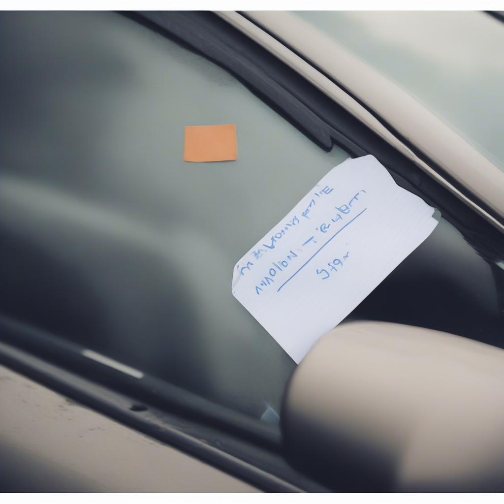 Zettel mit Handynummer am Auto nach einem Parkschaden