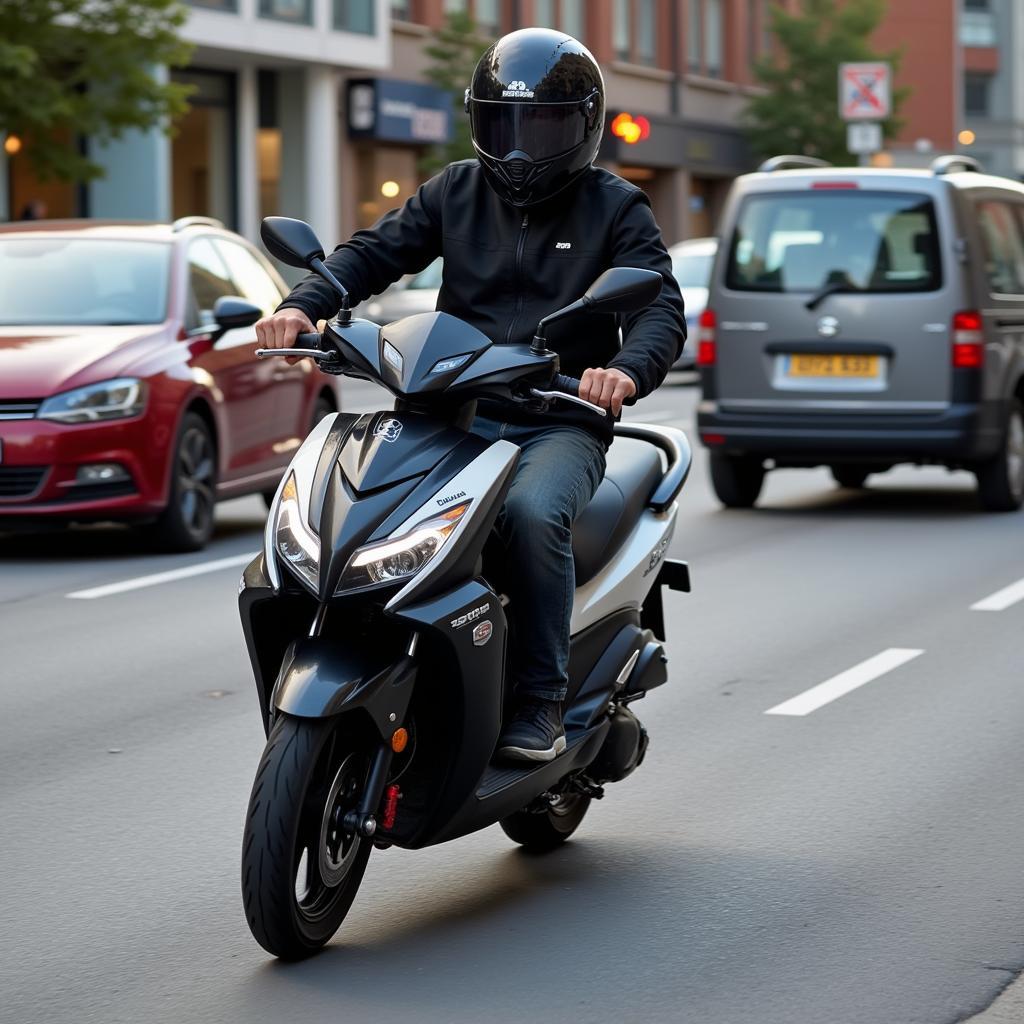 125 Kubik Motorrad im Stadtverkehr