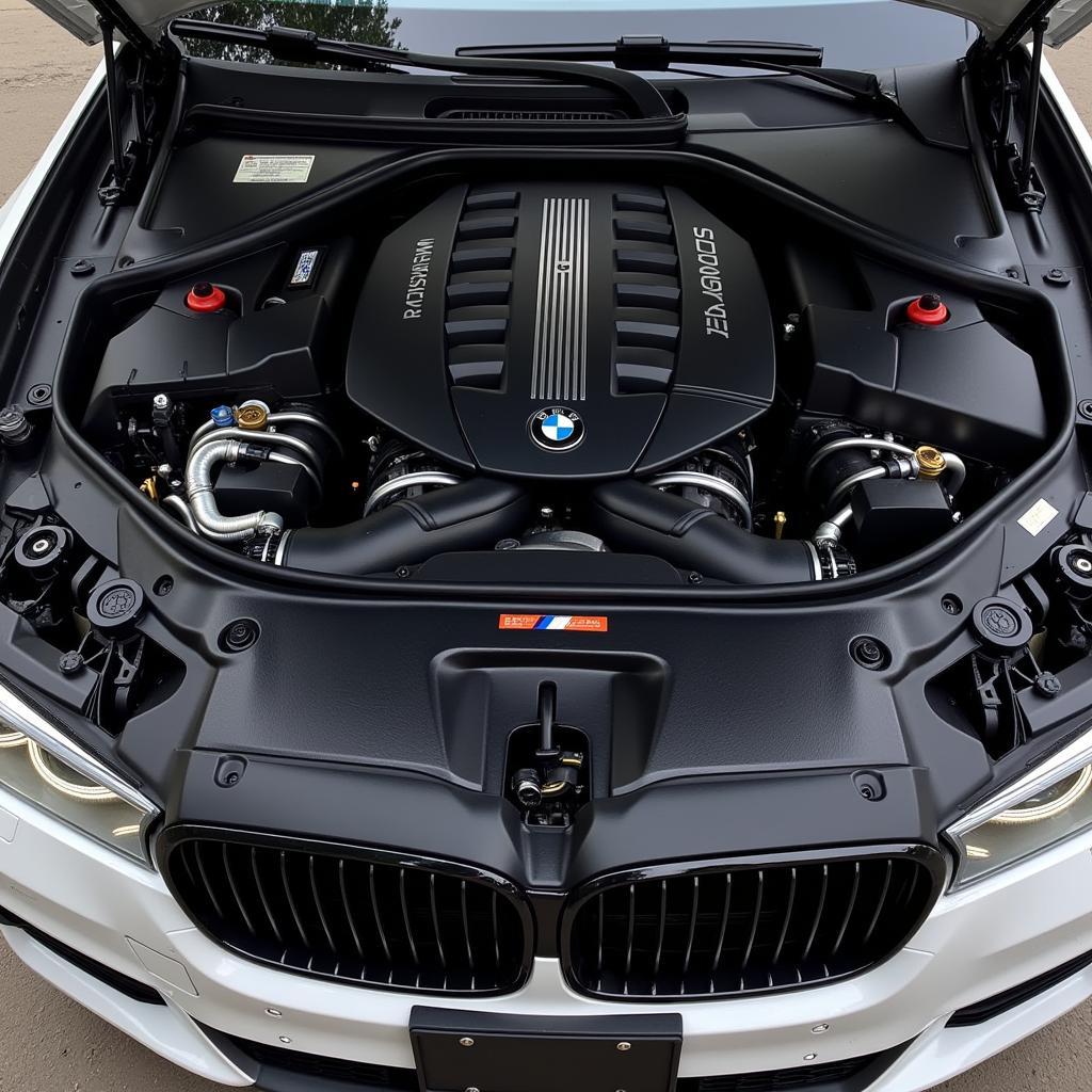 2015 BMW 7er Motorraum: Ein Blick auf den kraftvollen und modernen Motor.