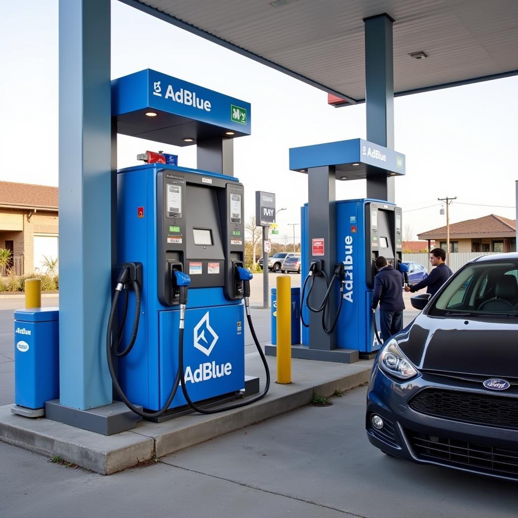 AdBlue Zapfsäulen an einer Tankstelle