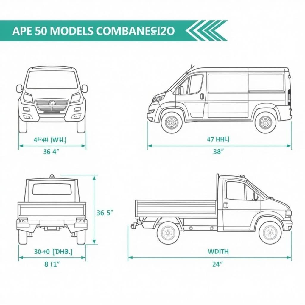 Vergleich der Maße verschiedener Ape 50 Modelle