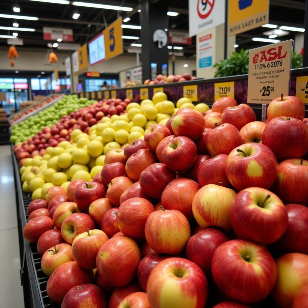 Apfelangebot im Supermarkt