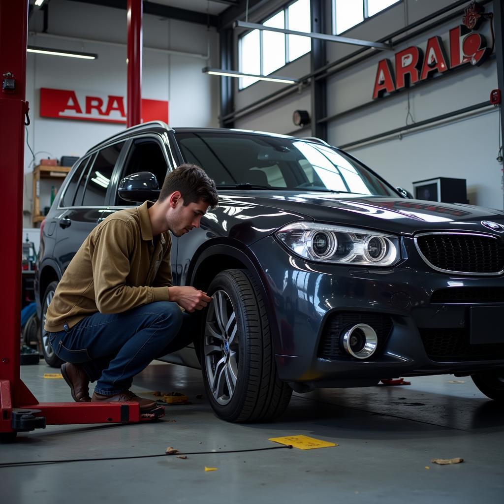 Auto Reparatur in einer Aral Werkstatt in Weyhausen