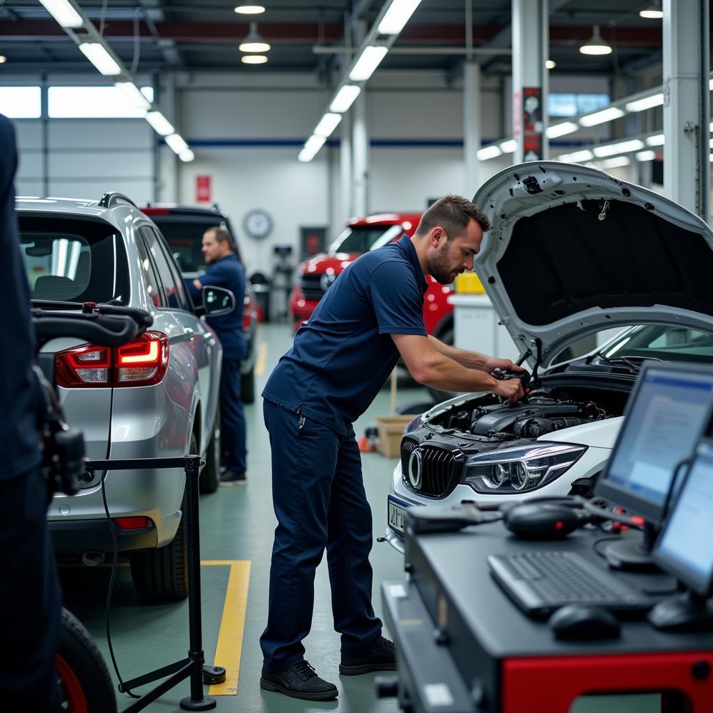 Schnelle Autoreparatur in einer modernen Werkstatt