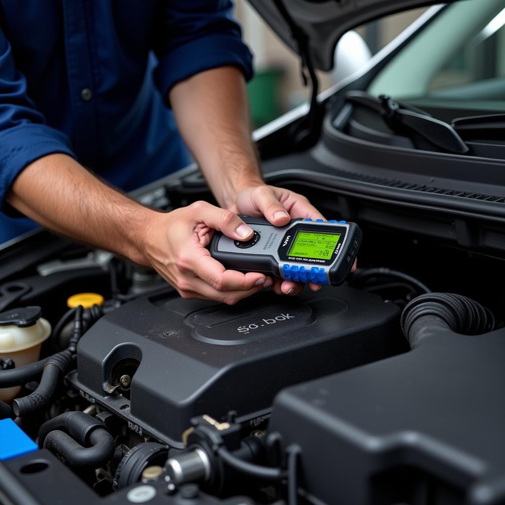 Auto Reparatur mit Diagnosegerät