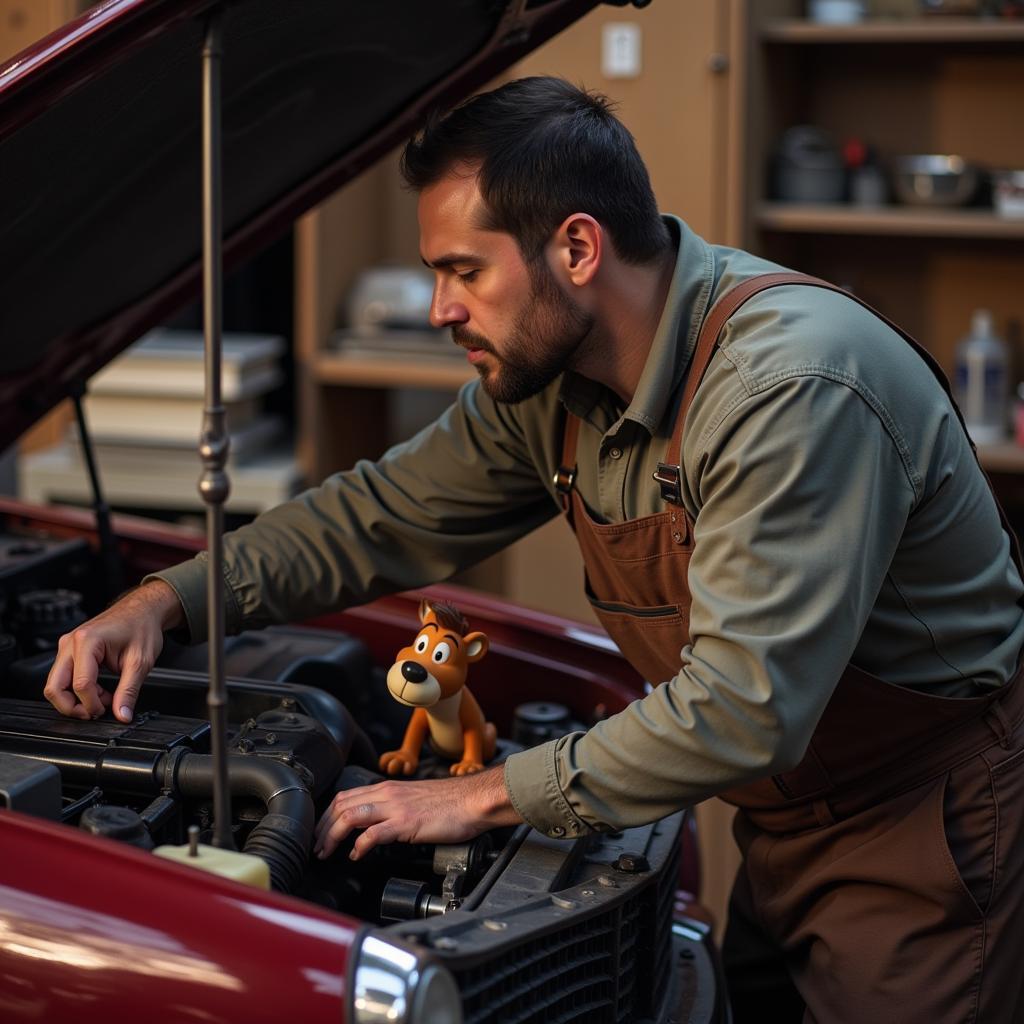 Autoreparatur mit Ruhe und Bedacht, inspiriert von Balu Mogli