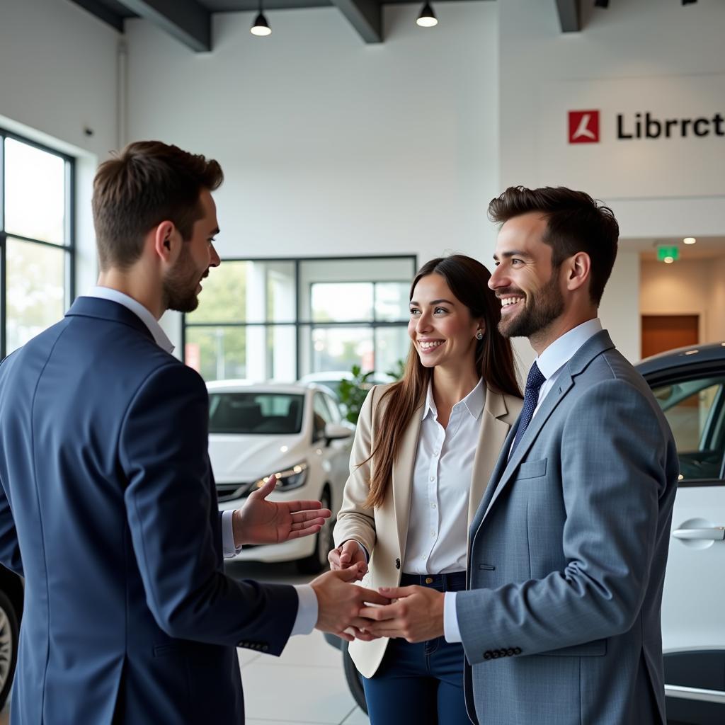 Verkaufsberater präsentiert ein neues Auto