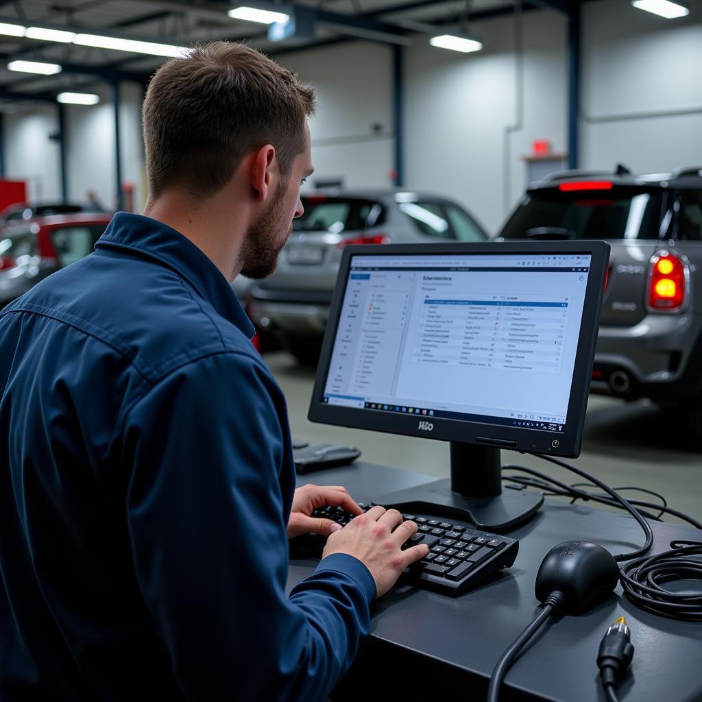 Computergestützte Fahrzeugdiagnose im Autohaus Motor Lichtenstein