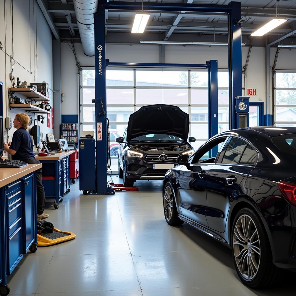 Moderne Werkstatt im Autohaus Rittersbacher Kaiserslautern