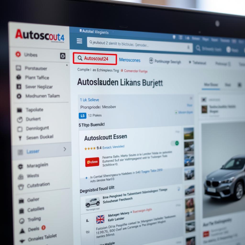 Analyse der Suchergebnisse auf Autoscout24 Essen